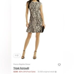 Yigal Azrouel Sleeveless Leather Trimmed Snake Jacquard Flirty Dress Size 14 EUC